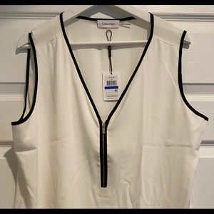 Calvin Klein sleeveless blouse NWT white
